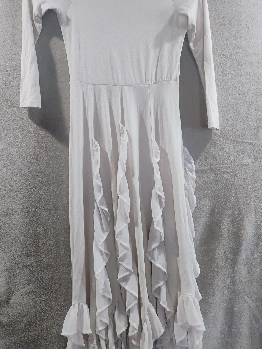 Joyfolie White Long-Sleeve Ruffle Maxi Dress